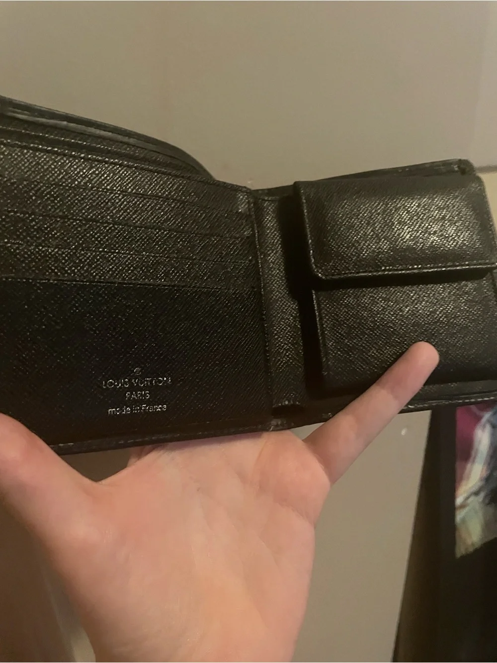 VINTAGE Louis Vuitton Black Textured Epi Leather Men's Bifold Wallet